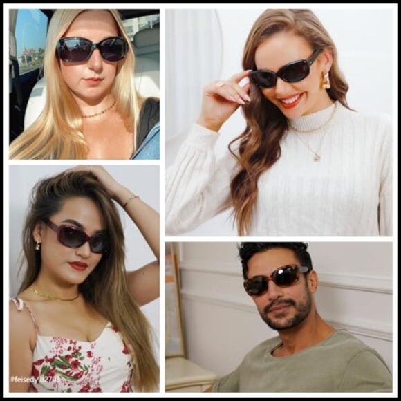 Vintage Square Polarized Sunglasses, Thick Wrap Around Frame, UV400 Protection main image 7